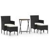 vidaXL 5 pcs conjunto de bistr&ocirc; p/ jardim vime PE/ac&aacute;cia maci&ccedil;a preto