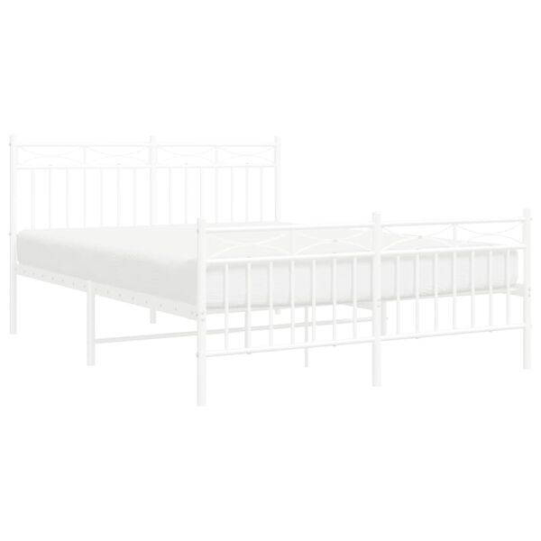 vidaXL Estrutura de cama com cabeceira e p&eacute;s 140x190 cm metal branco