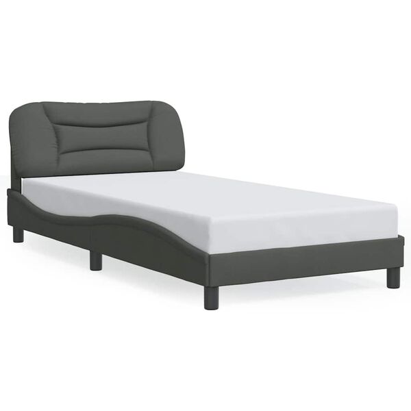 vidaXL Estrutura de cama sem colch&atilde;o Hvar 100x203 cm tecido cinzento-escuro