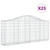 vidaXL Cestos gabi&atilde;o arqueados 25pcs 200x30x80/100cm ferro galvanizado