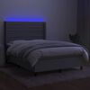 vidaXL Cama box spring c/ colch&atilde;o e LED 140x190 cm tecido cinza-claro
