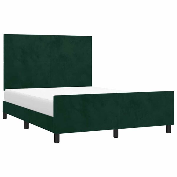 vidaXL Estrutura de cama sem colch&atilde;o 140x190 cm veludo verde-escuro