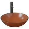 vidaXL Lavat&oacute;rio torneira v&aacute;lvula click-clack vidro temperado castanho