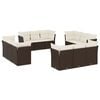 vidaXL 12 pcs conjunto de sof&aacute;s jardim com almofad&otilde;es vime PE castanho