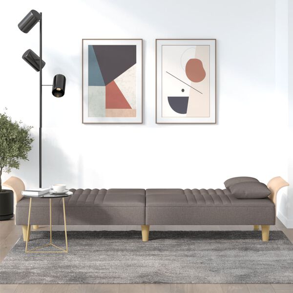 vidaXL Sof&aacute;-cama com apoio de bra&ccedil;os tecido cinzento-acastanhado