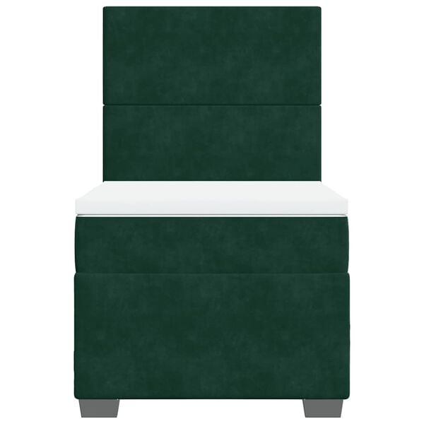 vidaXL Cama com molas/colch&atilde;o 90x190 cm veludo verde-escuro
