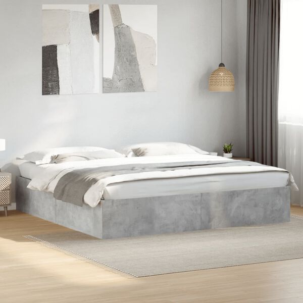 vidaXL Estrutura de cama 200x200 cm derivados de madeira cinza cimento