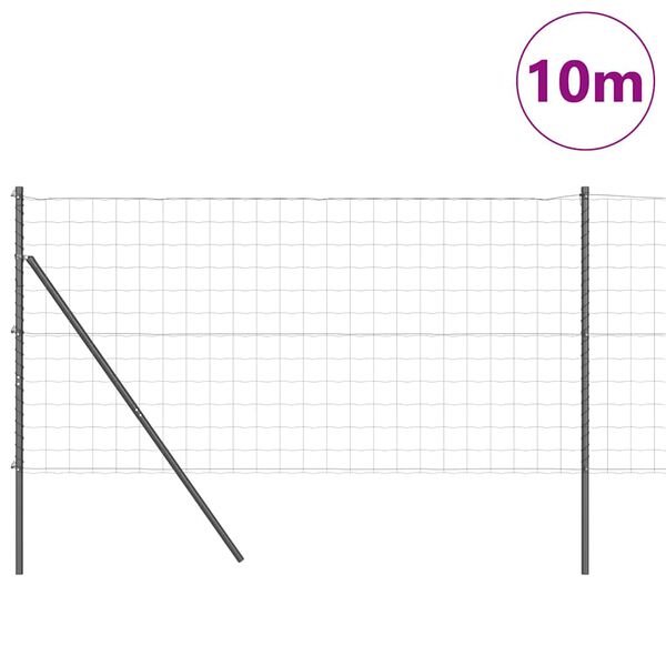 vidaXL Cerca com Postes Cinzeto 1 x 10 m A&ccedil;o
