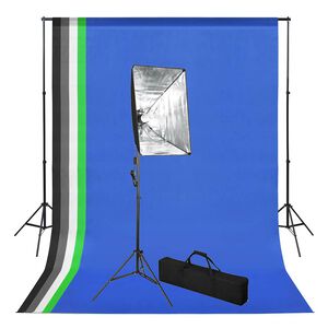 vidaXL Kit est&uacute;dio de fotografia com fundo e softbox de ilumina&ccedil;&atilde;o