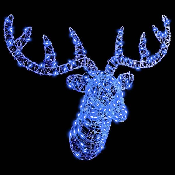vidaXL Cabe&ccedil;a de Rena com 140 LEDs Azul 68 x 36,5 x 62,5 cm Acr&iacute;lo
