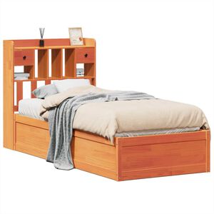 vidaXL Cama sem colch&atilde;o 75x190 cm madeira de pinho maci&ccedil;a castanho-mel