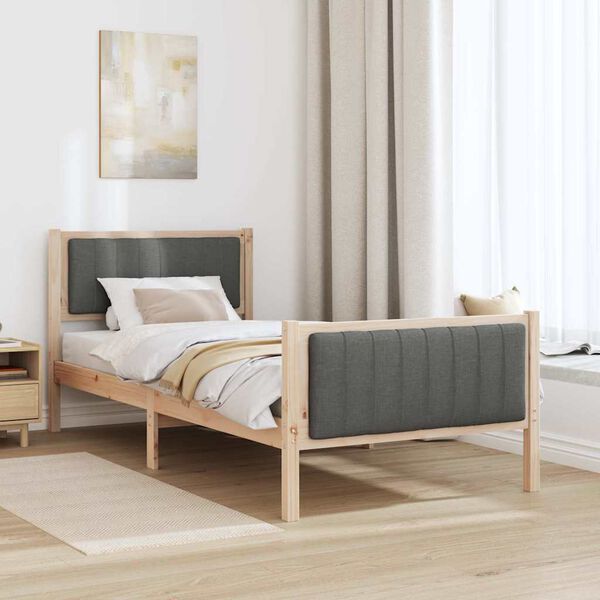 vidaXL Estrutura da cama castanho e cinzento-escuro 90 x 190 cm