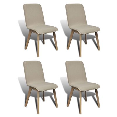 vidaXL Cadeiras jantar 4 pcs tecido bege e madeira de carvalho maciça