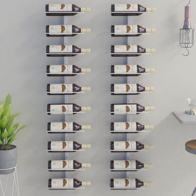 vidaXL Garrafeira de parede para 10 garrafas metal branco