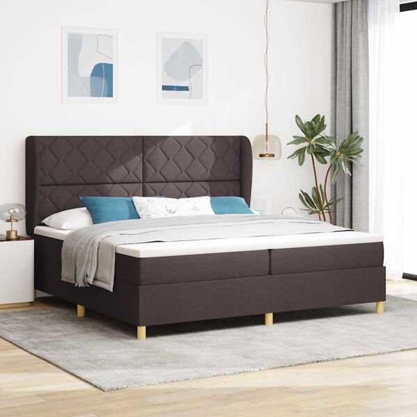 vidaXL Cama Box com colch&atilde;o Marrom Escuro 200 x 200 cm tecido