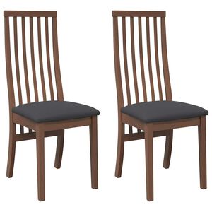 vidaXL Cadeiras de jantar com almofad&otilde;es 2 pcs madeira maci&ccedil;a castanho