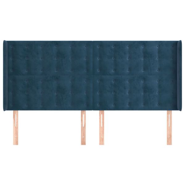 vidaXL Cabeceira cama c/ abas veludo 163x16x118/128 cm azul-escuro