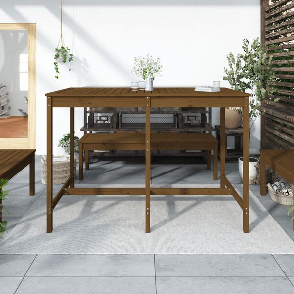 vidaXL Mesa de jardim 159,5x82,5x110 cm pinho maci&ccedil;o castanho-mel