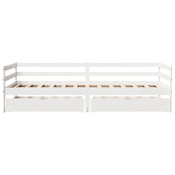 vidaXL Sof&aacute;-cama c/ gavetas 90x200cm madeira de pinho maci&ccedil;a branco