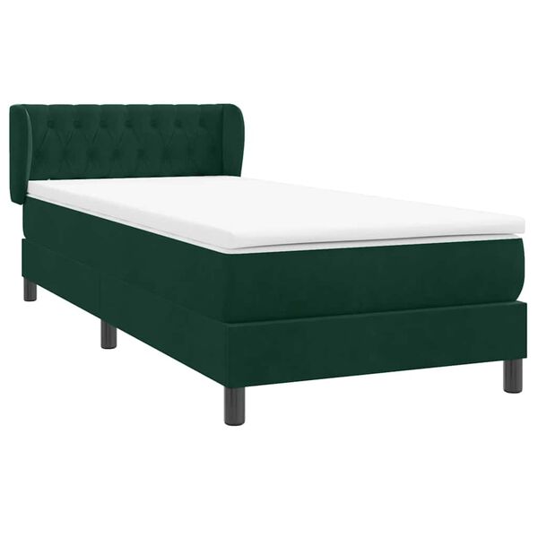 vidaXL Cama com molas/colch&atilde;o verde-escuro 80x220 cm veludo