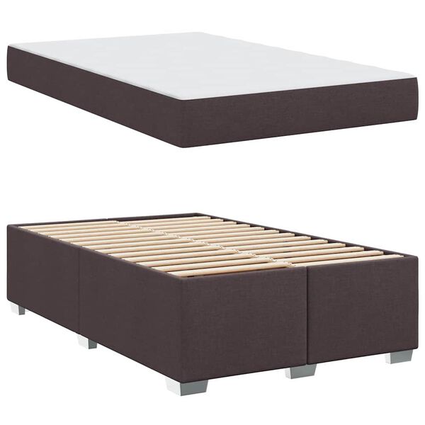 vidaXL Estrutura da Cama com colch&atilde;o Marrom Escuro 120 x 190 cm tecido