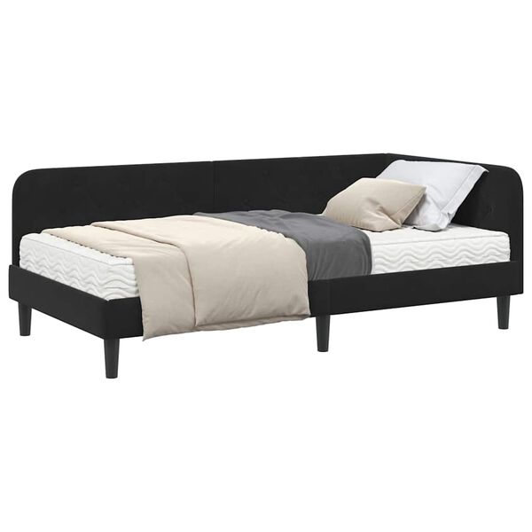 vidaXL Estrutura de Cama de Canto Preto 100 x 200 cm Veludo