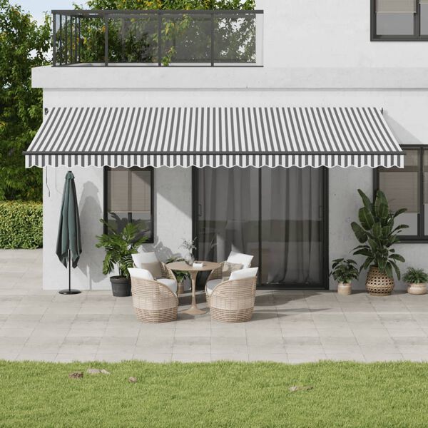 vidaXL Toldo retr&aacute;til manual 600x350 cm antracite e branco