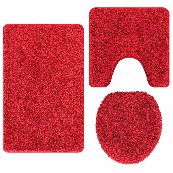 vidaXL Conjunto de Tapetes de Banho Antiderrapantes 3 pcs Vermelho PP