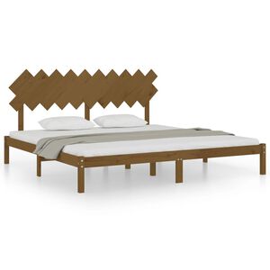 vidaXL Estrutura de cama 200x200 cm castanho mel madeira maci&ccedil;a