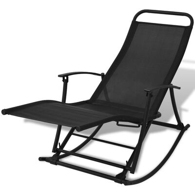 vidaXL Cadeira de baloiço jardim aço e textilene preto