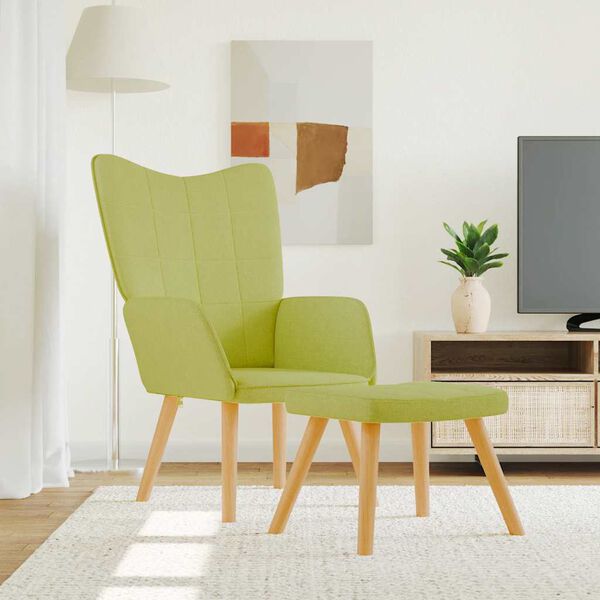 vidaXL Cadeira de descanso com banco tecido verde