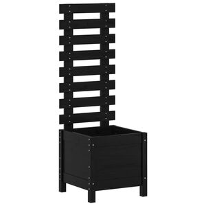 vidaXL Vaso de jardim c/ suporte 39x39,5x114 cm pinho maci&ccedil;o preto