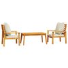vidaXL 3 pcs conjunto lounge de jardim c/ almofad&otilde;es ac&aacute;cia maci&ccedil;a