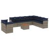 vidaXL 11 pcs conjunto sof&aacute;s de jardim c/ almofad&otilde;es vime PE cinzento