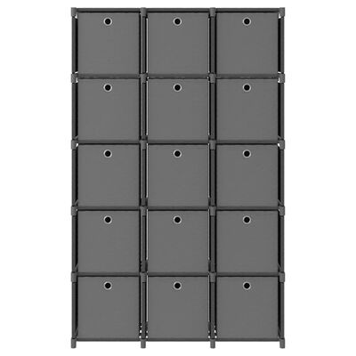 vidaXL Unid. prateleiras 15 cubos c/ caixas tecido cinza