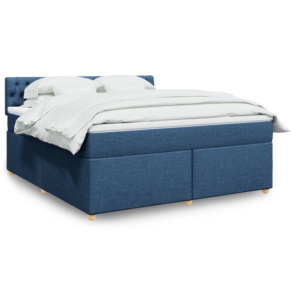 vidaXL Cama com molas/colch&atilde;o 180x200 cm tecido azul