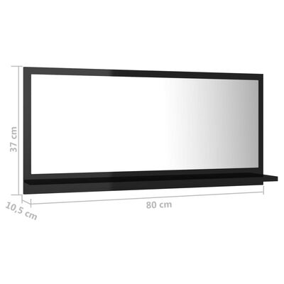 vidaXL Espelho de casa de banho 80x10,5x37 cm contrap. preto brilhante