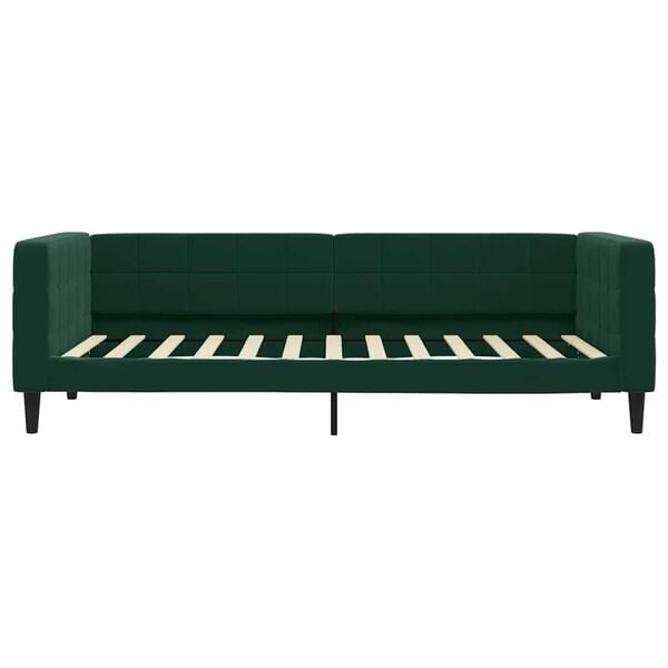 vidaXL Sof&aacute;-cama 90x200 cm veludo verde-escuro