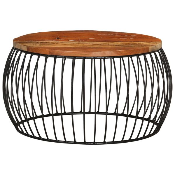 vidaXL Mesa de centro Ø68 cm madeira recuperada maciça