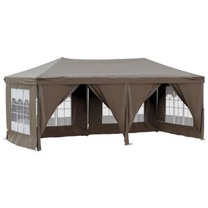 vidaXL Tenda p/ festas dobr&aacute;vel c/ paredes laterais cinza-acastanhado