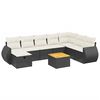 vidaXL 9 pcs conjunto de sof&aacute;s p/ jardim c/ almofad&otilde;es vime PE preto