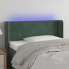 vidaXL Cabeceira cama c/ luzes LED veludo 103x16x78/88 cm verde-escuro