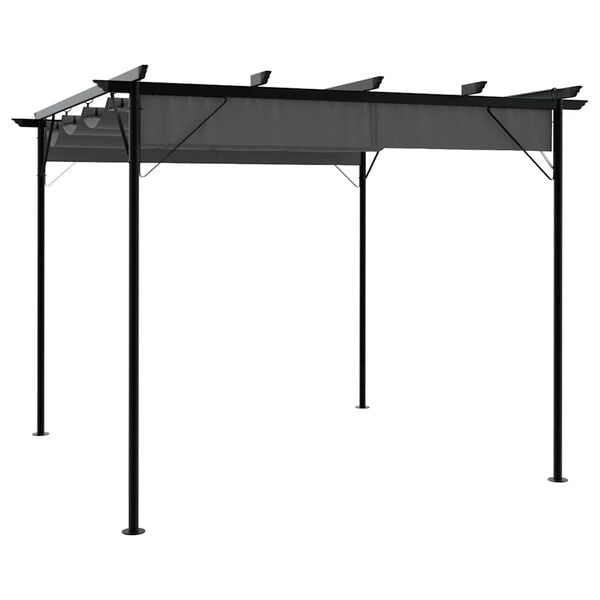 vidaXL P&eacute;rgola com toldo retr&aacute;til 3x3 m 180 g/m&sup2; a&ccedil;o antracite