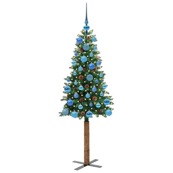 vidaXL &Aacute;rvore de Natal Slim com 150 LEDs com suporte Verde 150 cm