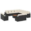 vidaXL 14 pcs conjunto de sof&aacute;s p/ jardim c/ almofad&otilde;es vime PE preto