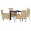 vidaXL Conjunto de Jantar para Jardim 5 unid. Bege vime PE
