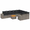 vidaXL 10 pcs conjunto sof&aacute;s de jardim c/ almofad&otilde;es vime PE cinzento