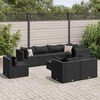 vidaXL 8 pcs conjunto lounge de jardim c/ almofadões vime PE preto
