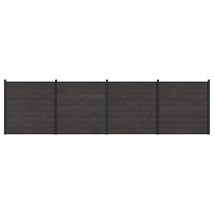 vidaXL Painel de Cerca 4 pcs WPC e Alum&iacute;nio Preto
