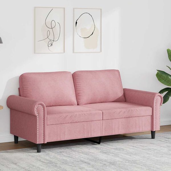 vidaXL Sof&aacute; de 2 lugares veludo 140 cm rosa
